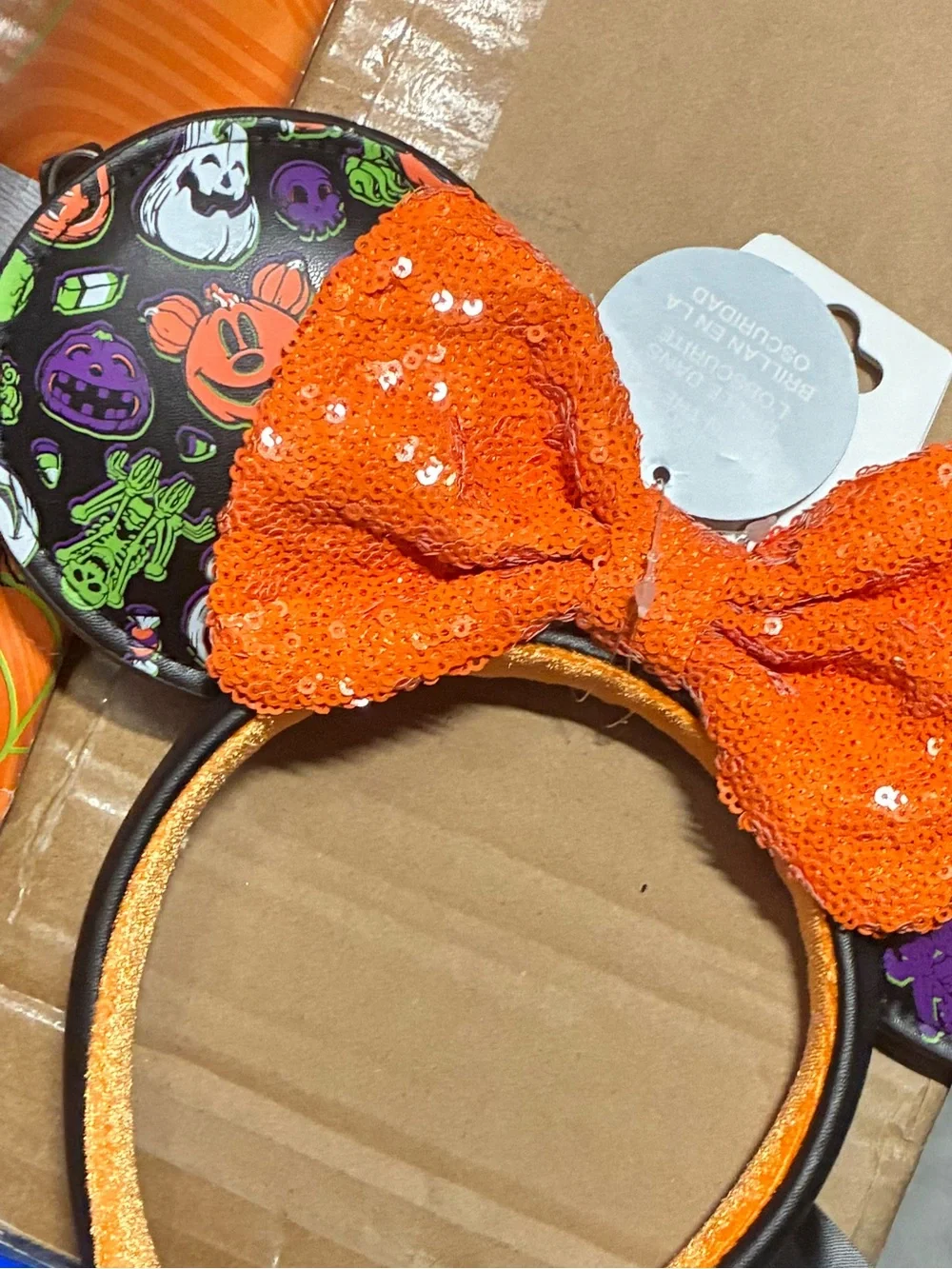 Glow-in-the-Dark Halloween Ears Headband with Sequin Bow